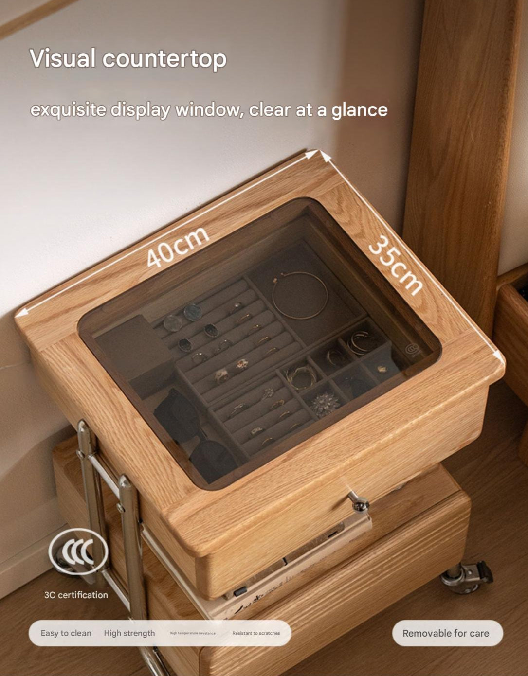 Solid Oak Wood Modern Nightstand with Removable Shelf - Perfect for Bedroom, Living Room, and Home Office Storage