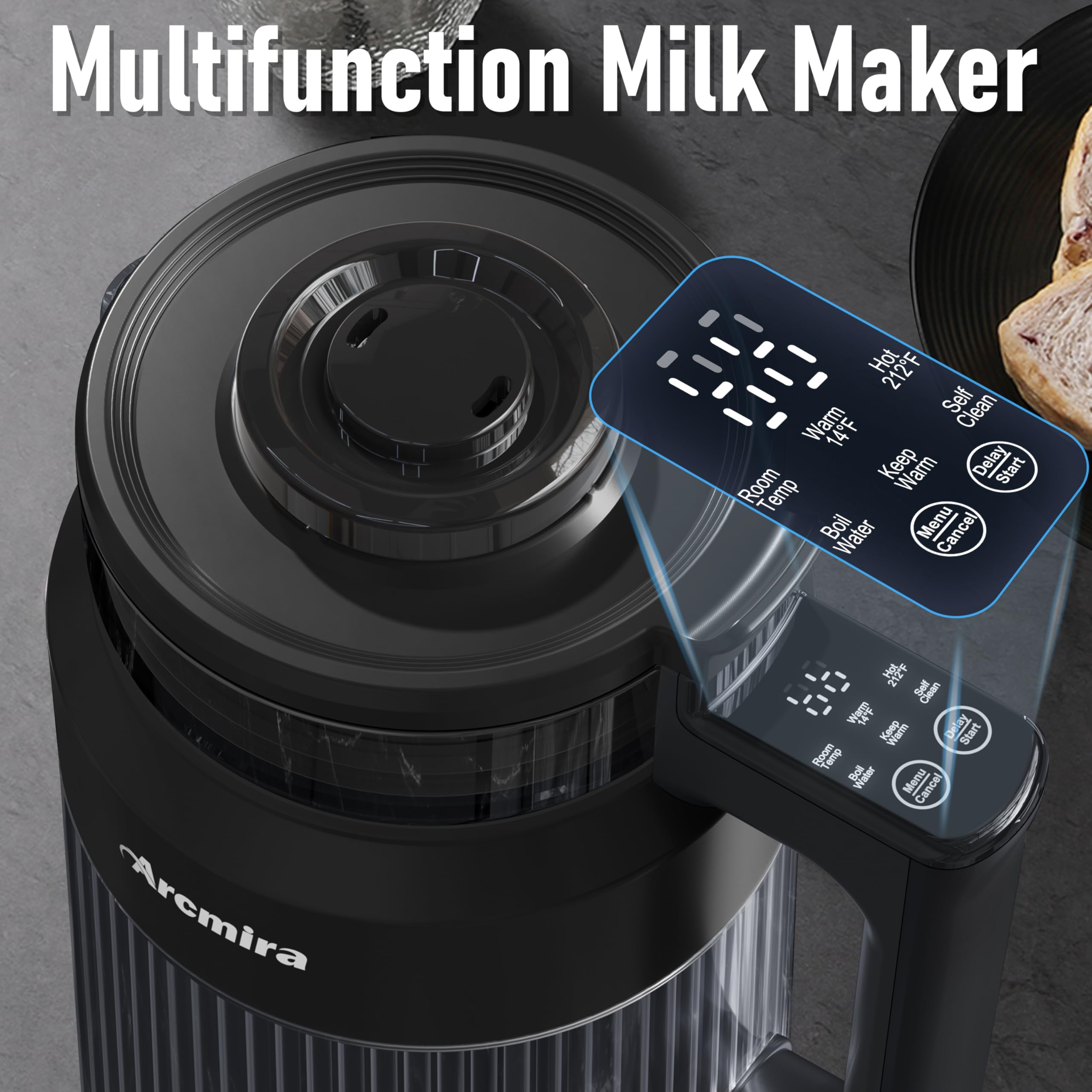 Nut Milk Maker Machine 27oz (800ml) - Homemade Almond, Oat, Coconut & Soy Milk Maker - Vegan, Dairy-Free Beverage Machine with Delay Start, Keep Warm & Self-Cleaning - Perfect for Healthy Lifestyles, Vegan Diets & Plant-Based Drinks at Home