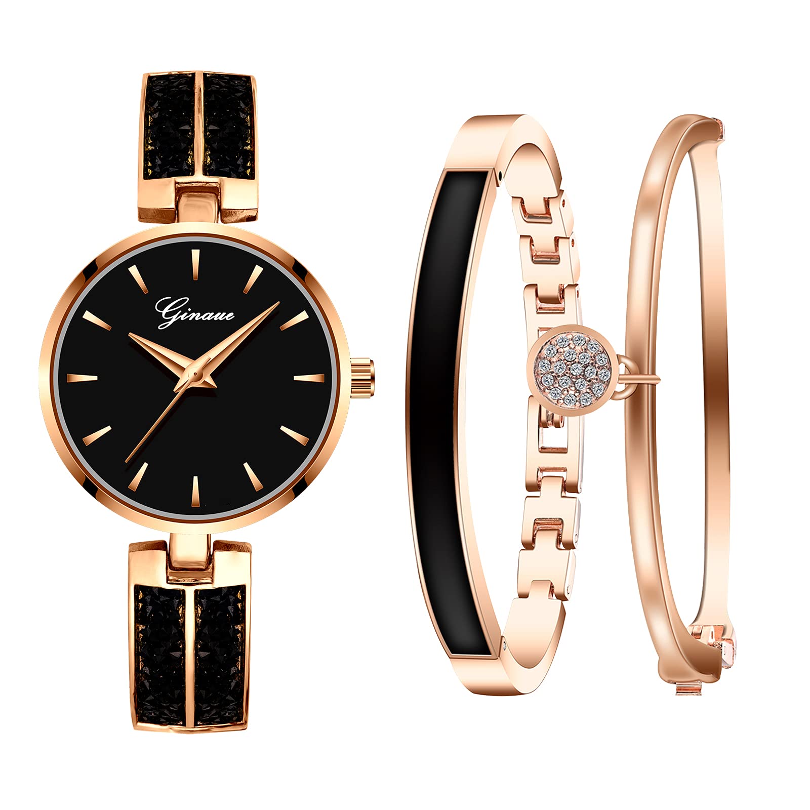 Elegant Rhinestone Watch & Bracelet Set for Women - Perfect Gift for Her