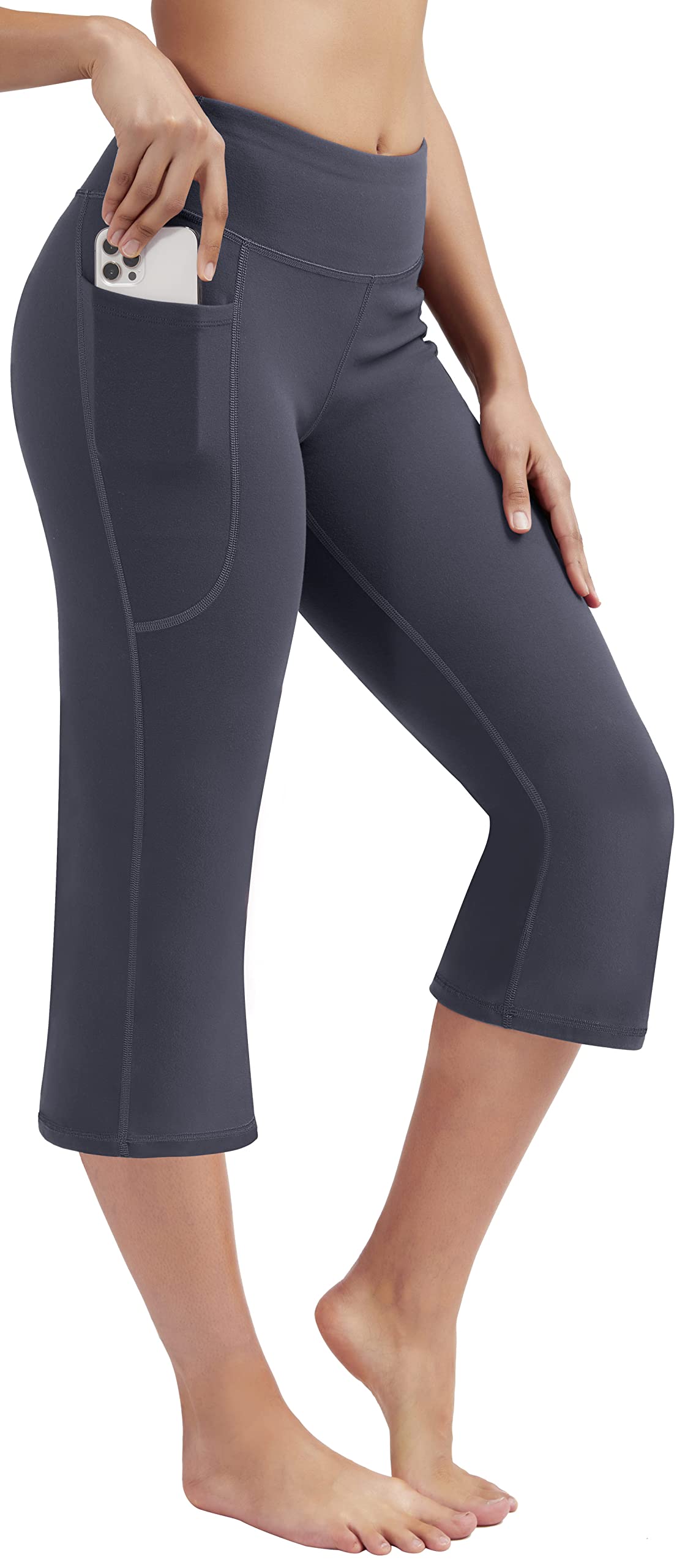 Healthyoga Women's Bootcut Yoga Pants with Pockets - High Waisted Workout, Bootleg Work & Dress Pants for Yoga, Office & Casual Wear