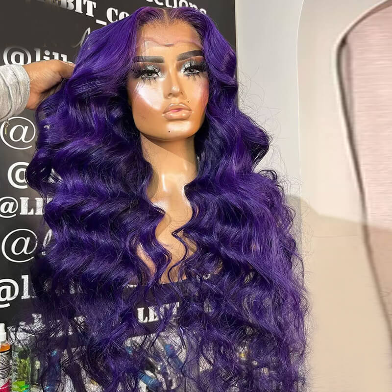 Eullair Dark Purple Glueless Body Wave Lace Front Wig - Affordable Human Hair Wig for Brown Skin Women | Perfect for Daily Wear, Cosplay & Special Occasions