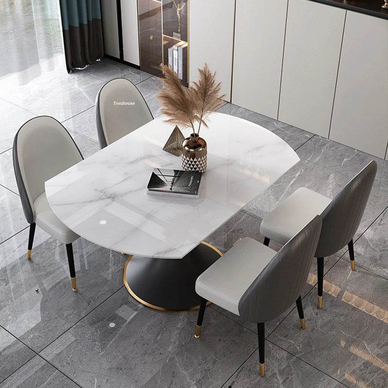 Premium Mira Sintered Stone Extendable Dining Table - Modern Expandable Kitchen Table for 6-10 People - Perfect for Family Gatherings & Dinner Parties