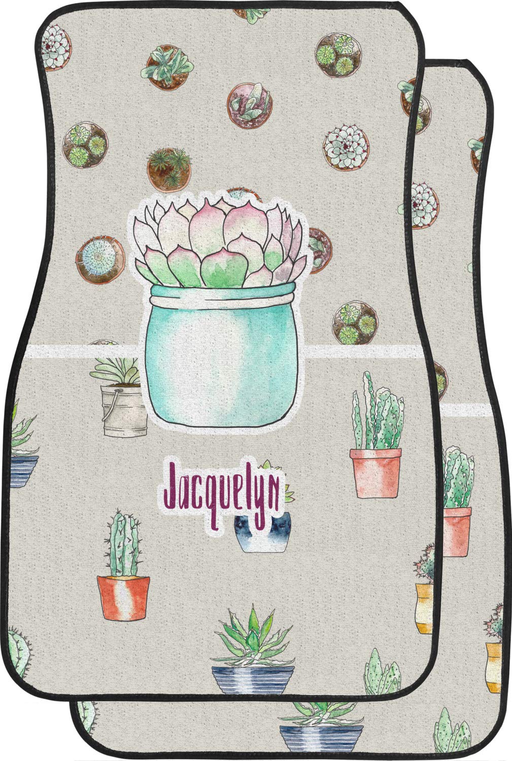 Custom Cactus Car Floor Mats Set - 2 Front & 2 Back Mats, Personalized for Your Vehicle | Perfect for SUV, Truck & Sedan Interior Protection
