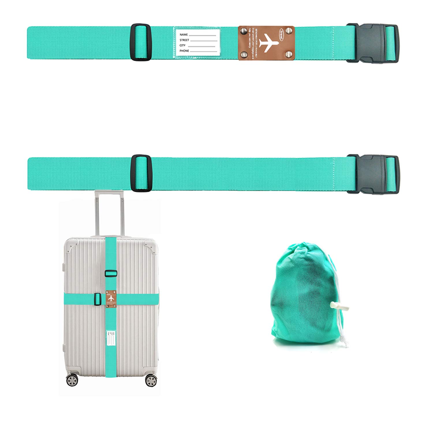 Premium Luggage Straps for Suitcases - Adjustable Travel Bag Straps with Secure Locking Buckles - Perfect for Airplane Travel, Cruise Vacations & Business Trips