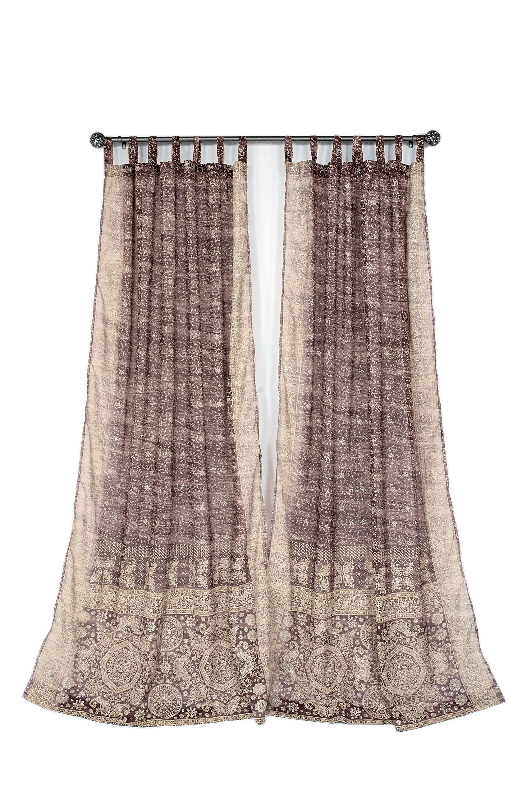 Boho Light-Filtering Sari Curtains - Colorful Window Treatments, Bed Canopy Panels & Tapestries | Chakra Collection with Free Tote Bag (96