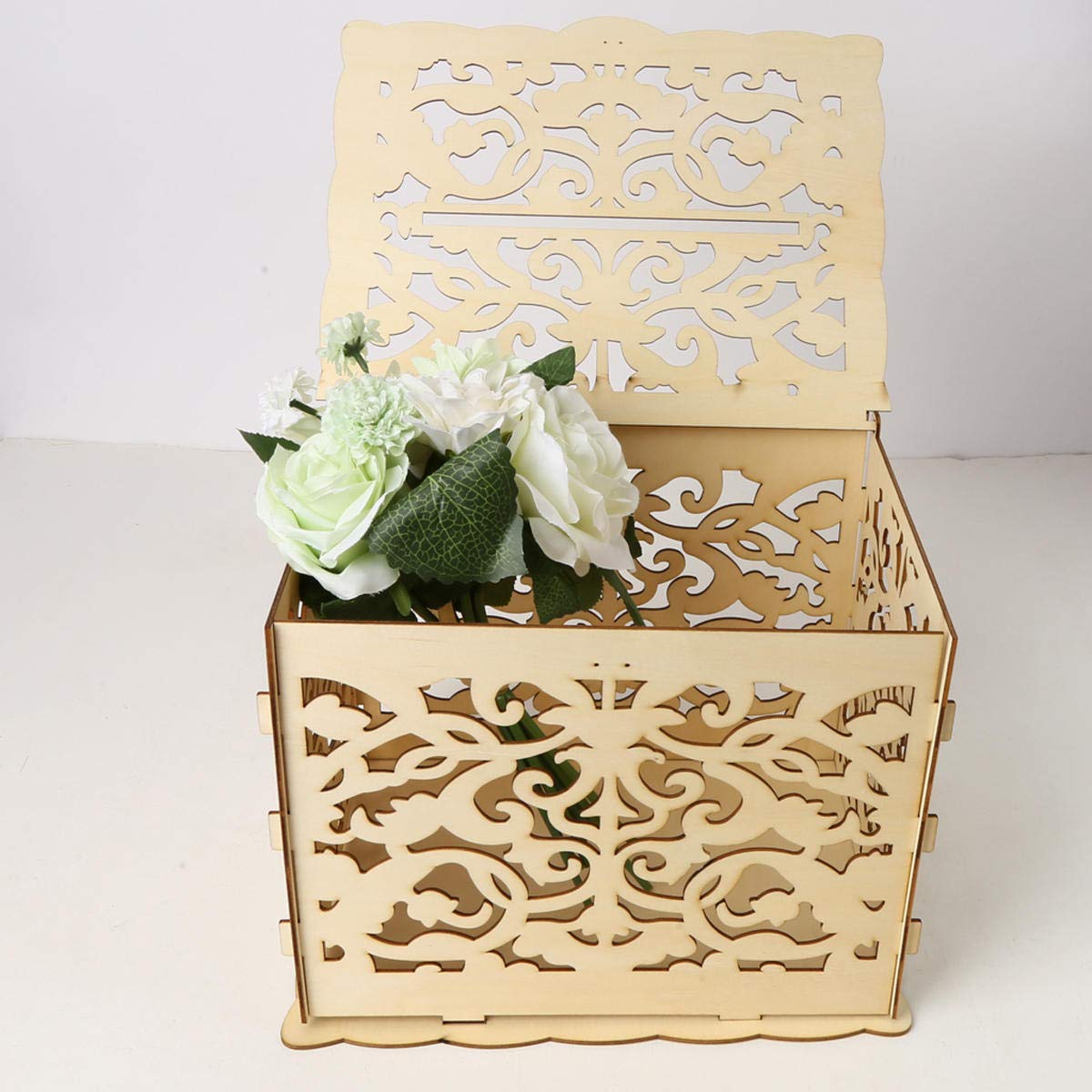 Handmade Rustic Wooden Wedding Card Box with Lock - Elegant Wedding Advice Box for Bridal Shower, Reception & Anniversary Gifts - Perfect for DIY Wedding Decor & Party Favors