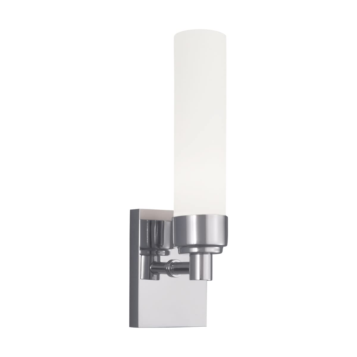 Chrome Wall Sconce with Shiny Opal Glass - Modern 1 Light Fixture for Bedroom, Living Room, or Hallway Lighting