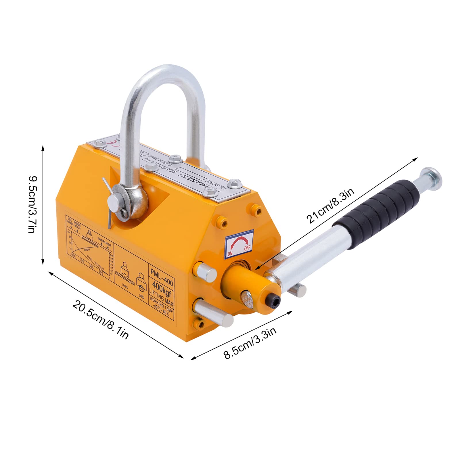 880lbs Permanent Magnetic Lifter - 400kg Heavy Duty Steel Lifting Magnet with Handle for Metal, Equipment & Material Handling - Ideal for Workshop, Construction & Industrial Lifting (880 lbs/400 kg)