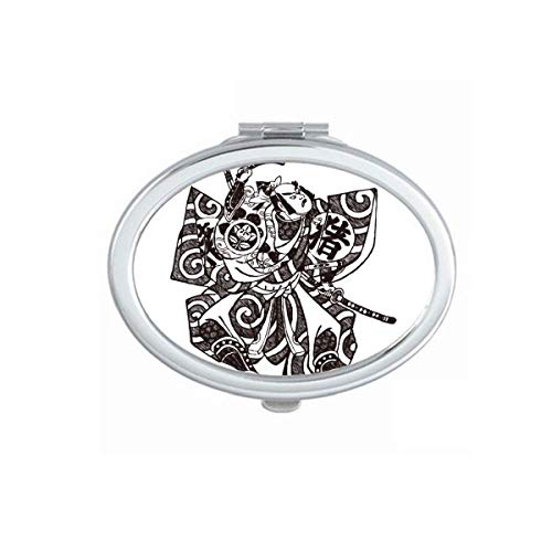 DIYthinker Japanese Traditional Culture Kimono Samurai Mirror - Portable Folding Double-Sided Makeup Mirror with Stand (Perfect for Travel, Home Vanity & Cosplay Accessories)
