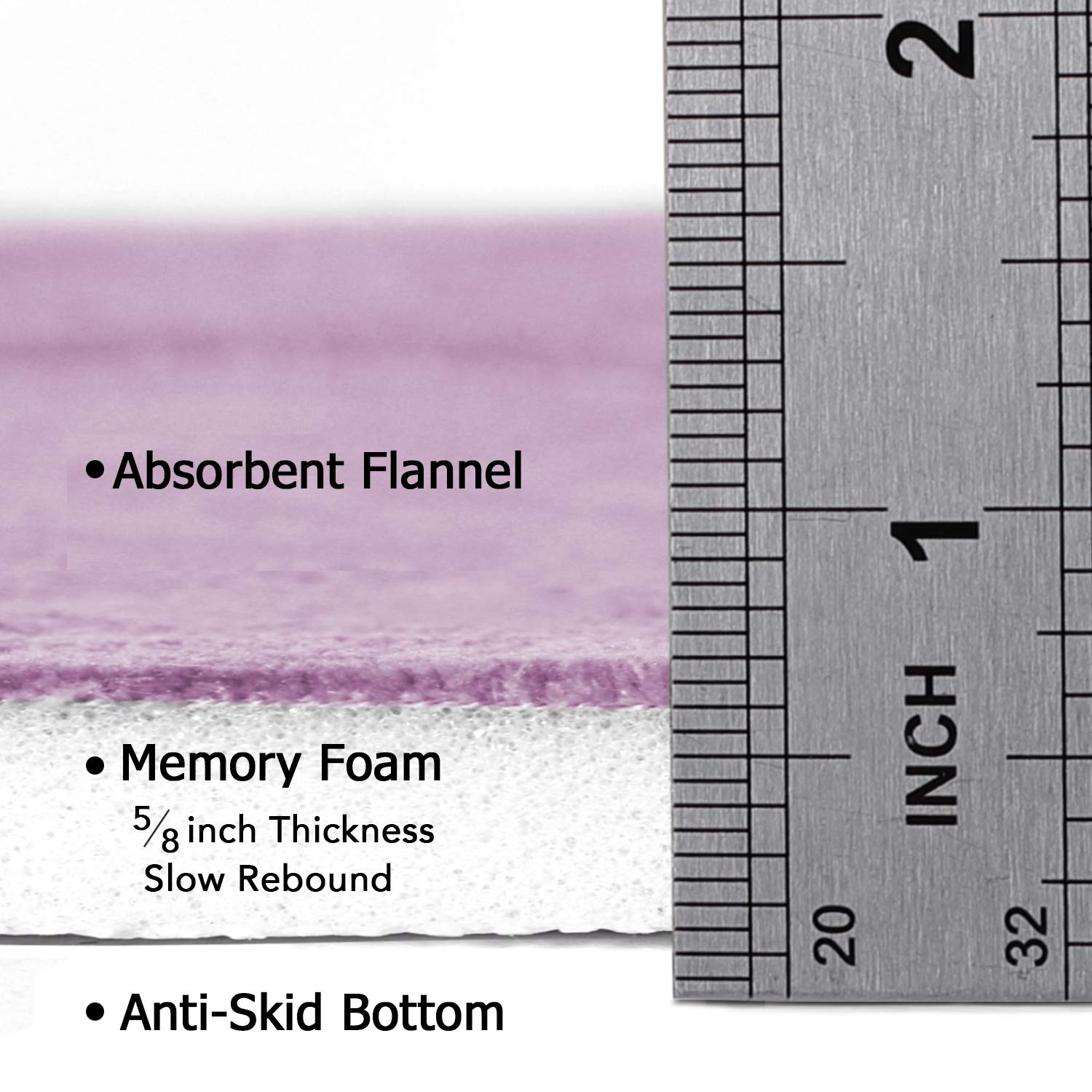 Premium Flamingo Print Memory Foam Bath Mat - Super Soft Non-Slip Shower Rug for Bathroom, Tub & Shower - 24x36 Inches, Lilac - Perfect for Spa-Like Bathroom Decor & Wet Floor Safety