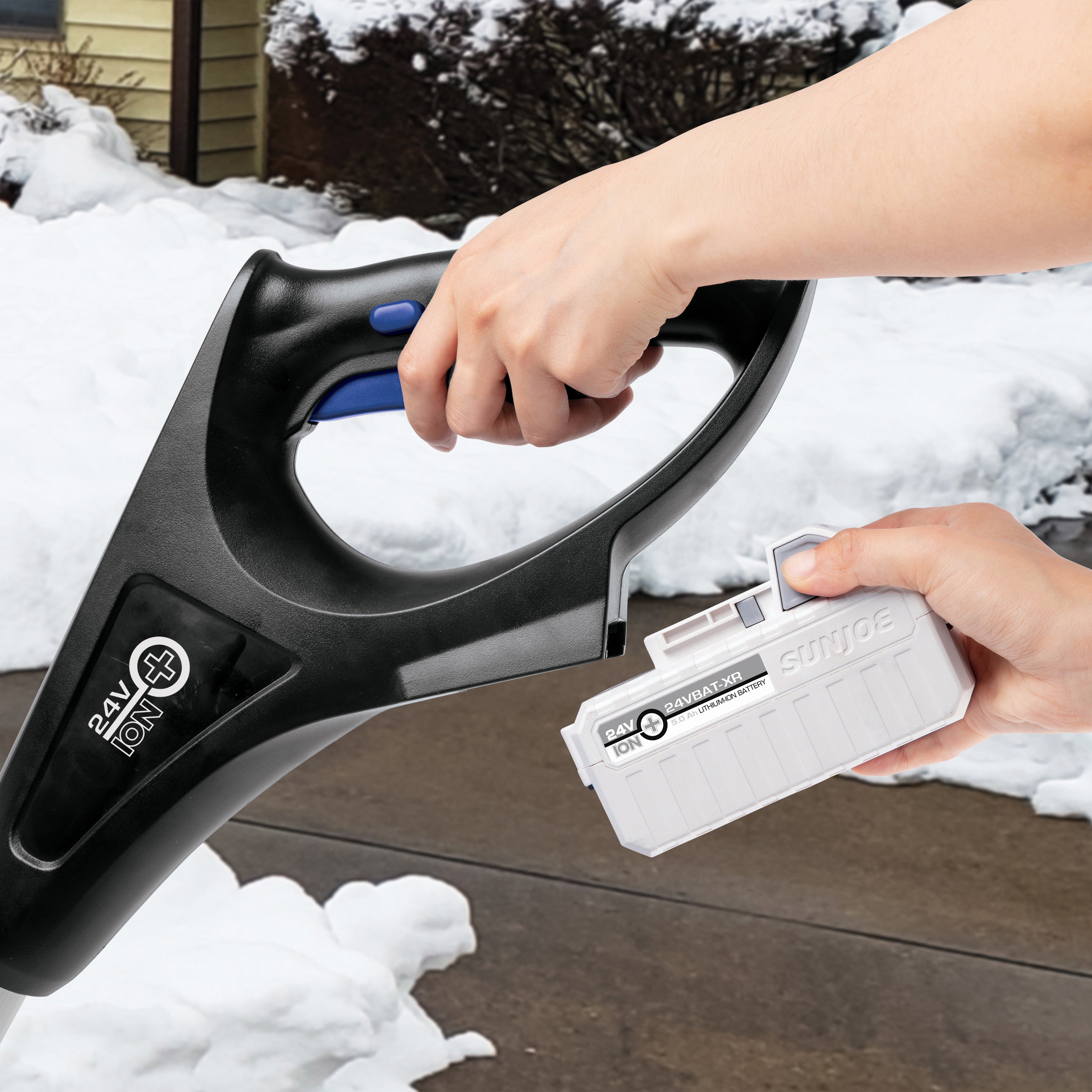 Snow Joe 24V SS12 XR Cordless Electric Snow Shovel Kit - 12 Inch Battery Powered Snow Removal Tool for Driveways & Walkways (Blue) | Winter Storm Cleanup & Home Maintenance Essential