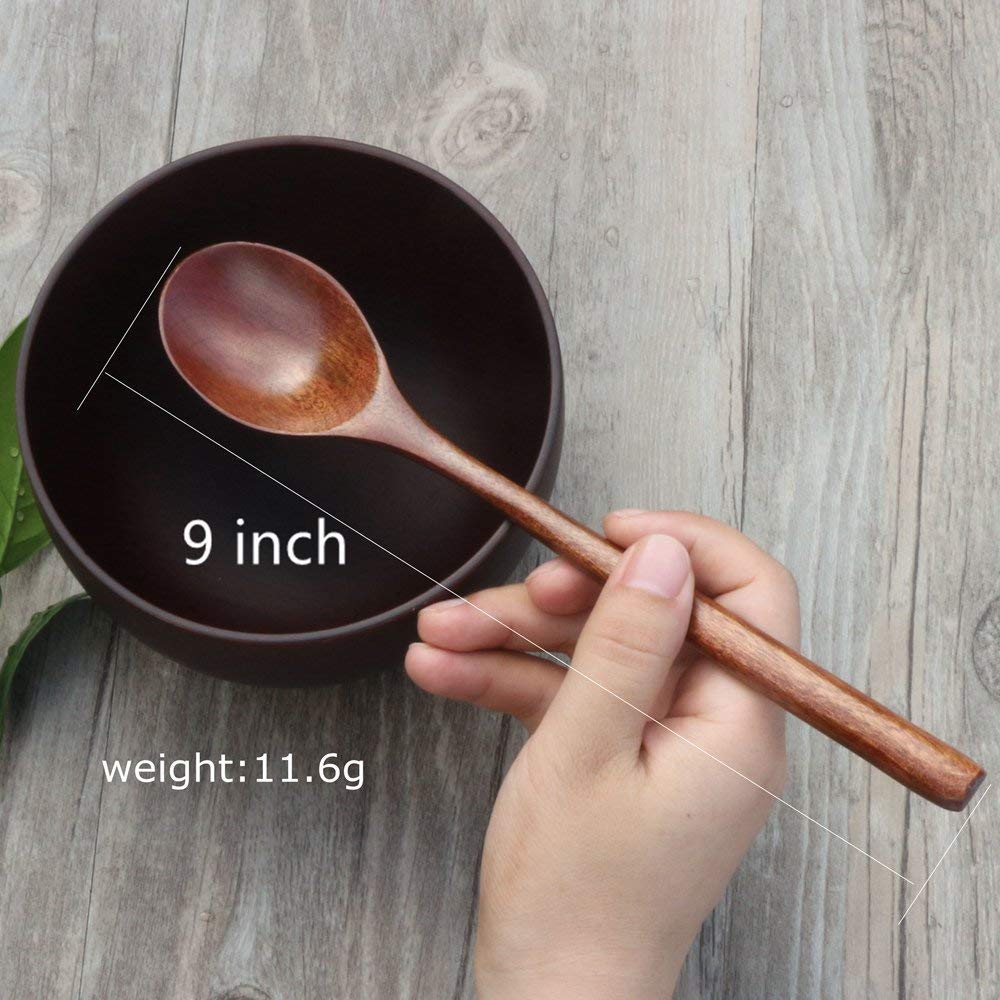 ADLORYEA 6-Piece Handmade Natural Wooden Spoons Set - Eco-Friendly Kitchen Utensils for Cooking, Mixing, Serving Soup, Coffee, Salad, Desserts, Chips, Snacks, Cereal & Fruit - Perfect for Home, Restaurant & Outdoor Picnics