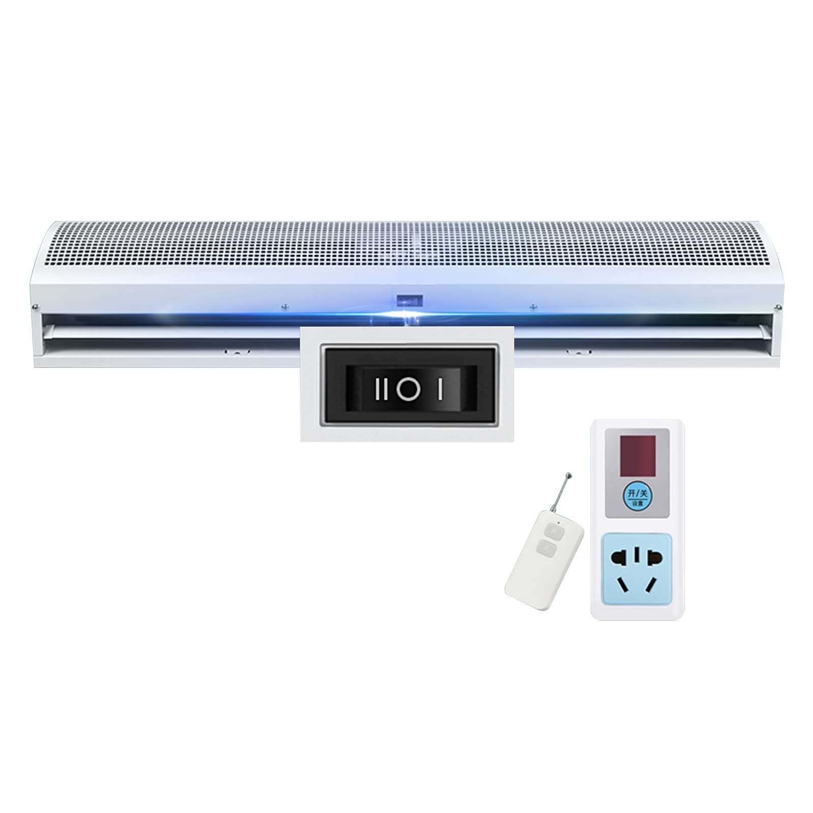 Commercial Silent Air Curtain - Wall Mounted 2-Speed Door Air Barrier with Remote Control, Large Airflow & Adjustable Wind Direction, Energy Efficient Motor (0.6m) - Ideal for Store Entrances, Restaurants & Warehouses to Block Insects & Maintain Temperature