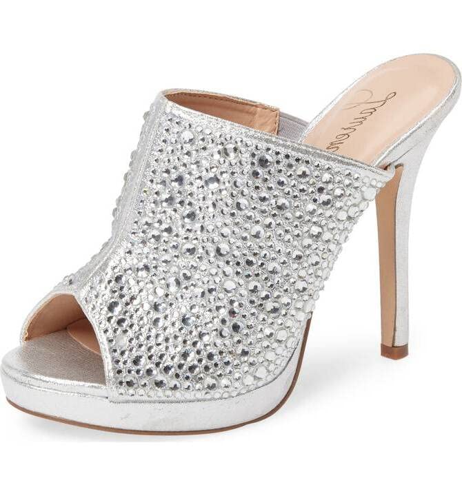 Elegant White Rhinestone Wedding Shoes for Bride - Crystal Bridal Mule Sandals Pumps - Perfect for Ceremony, Reception & Photoshoot