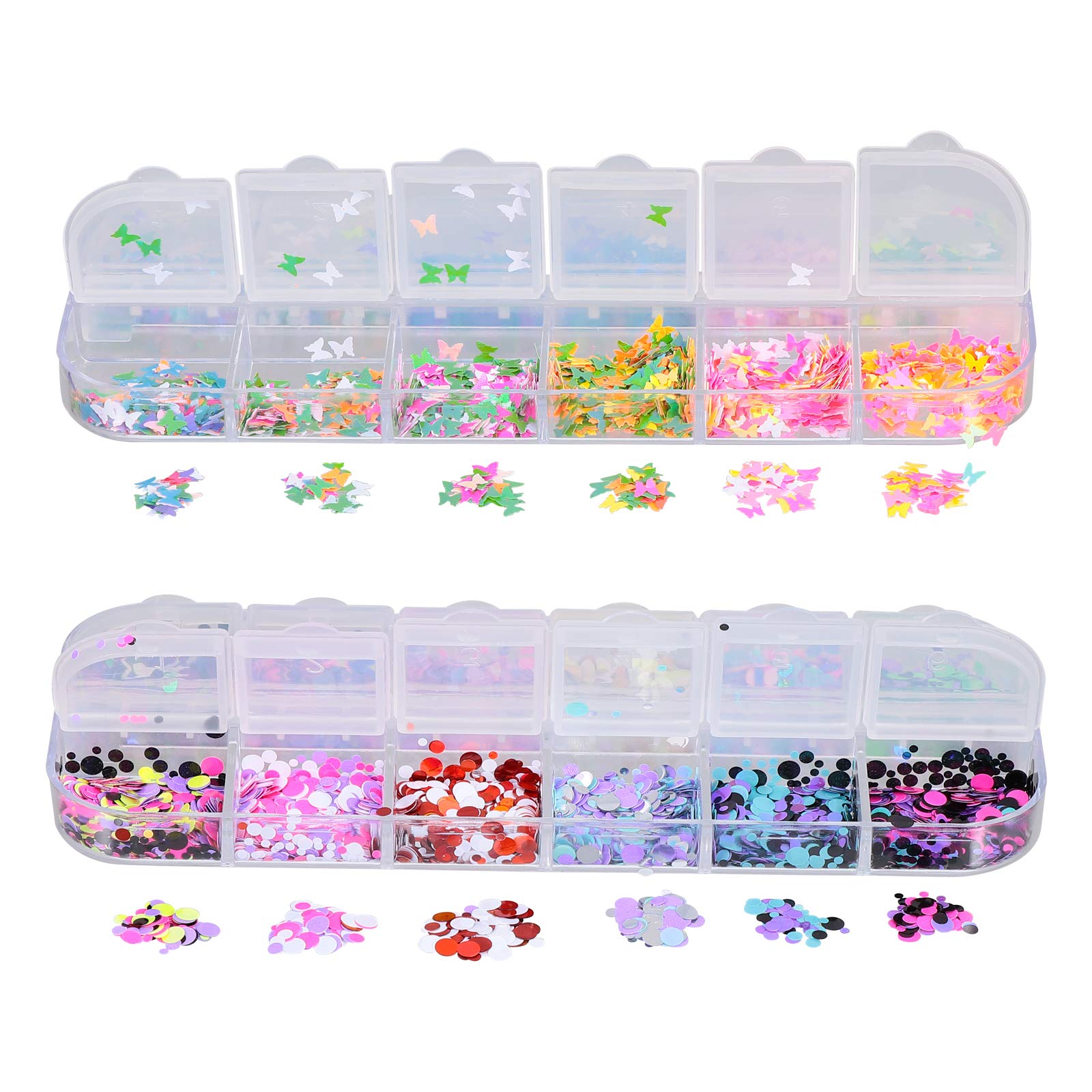 2 Boxes Nail Butterfly Sequins - 3D Nail Art Stickers, Heart Sequins & Letter Decals for Manicure - DIY Nail Supplies for Professional & Home Use - Perfect for Parties, Weddings, and Salon Nail Designs