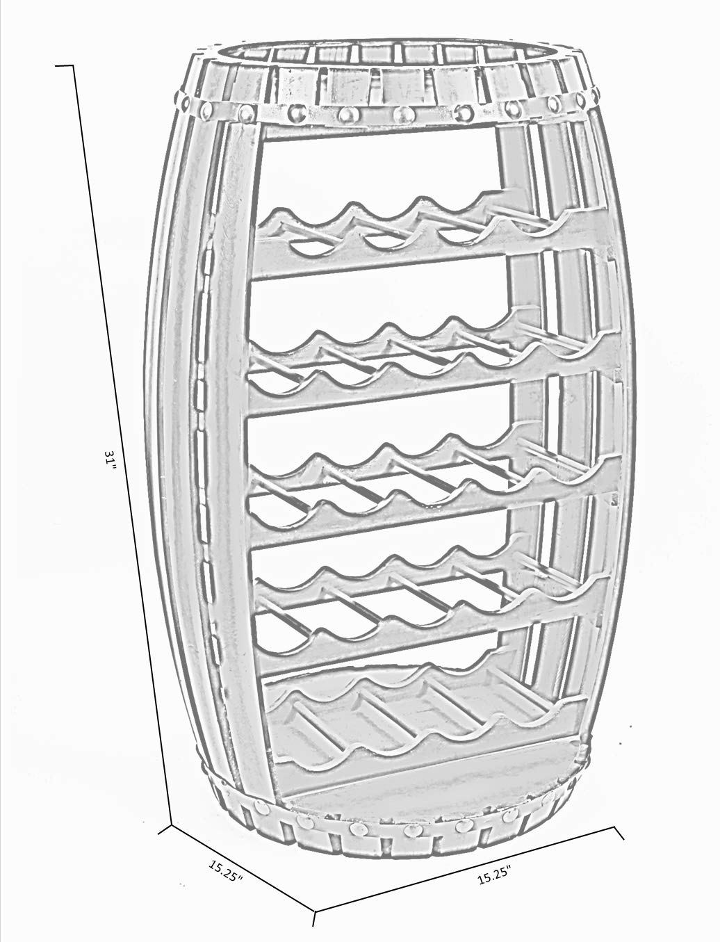 Vintiquewise Rustic Barrel-Shaped Wooden Wine Rack - Holds 23 Bottles | Perfect for Home Cellar, Wine Bar & Kitchen Storage