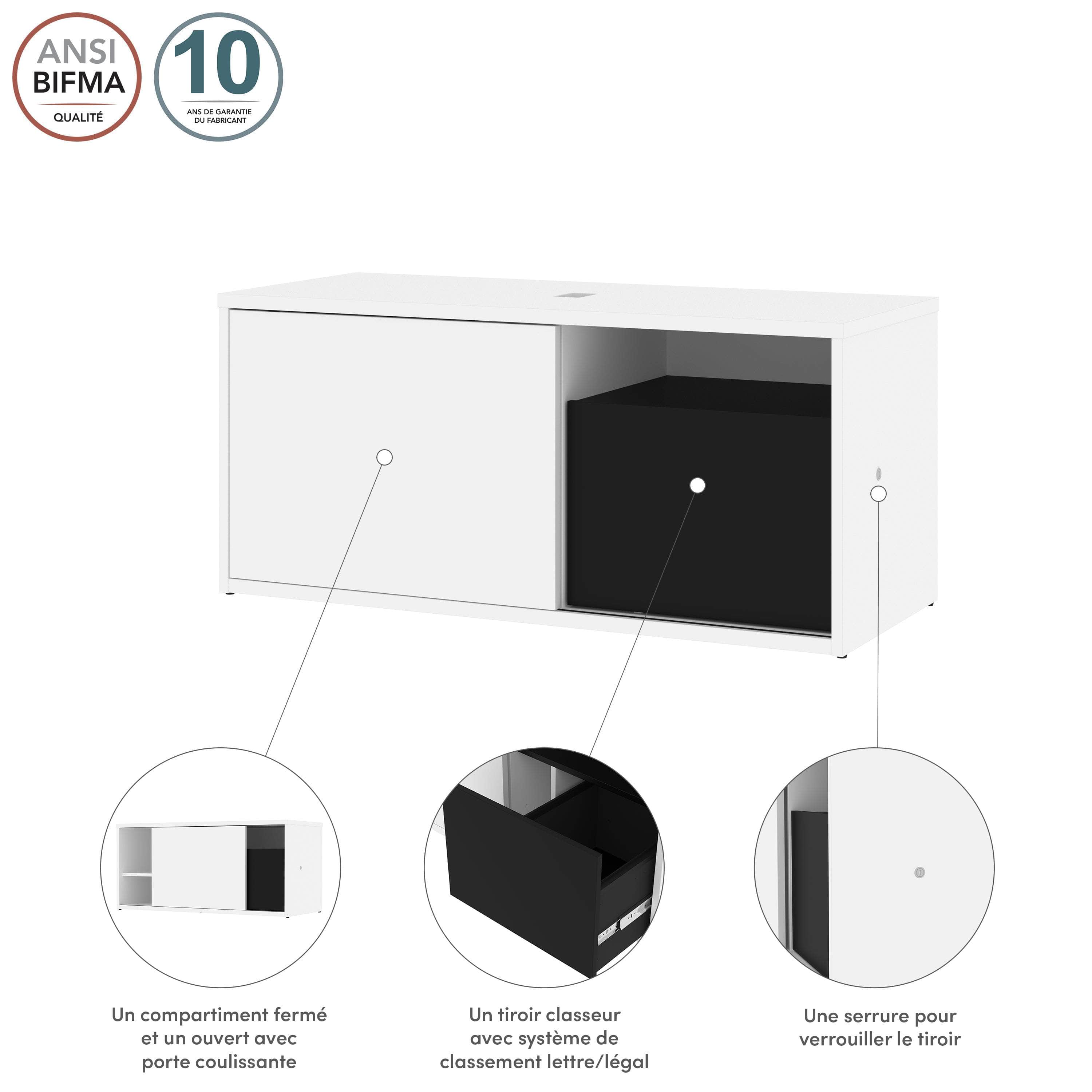 Pro Vega 47W Modern Wooden Credenza with Storage - 2 Color Options (Walnut & White) - Perfect for Living Room, Bedroom or Home Office Furniture