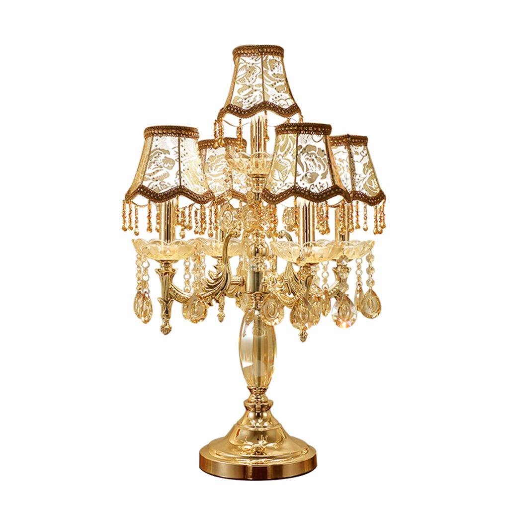Luxury Gold Crystal Table Lamp with Fabric Shade - Elegant Home Decor for Living Room, Bedroom & Nightstand - Uncle Sam LI Brand - Perfect for Ambient Lighting & Stylish Interior Design