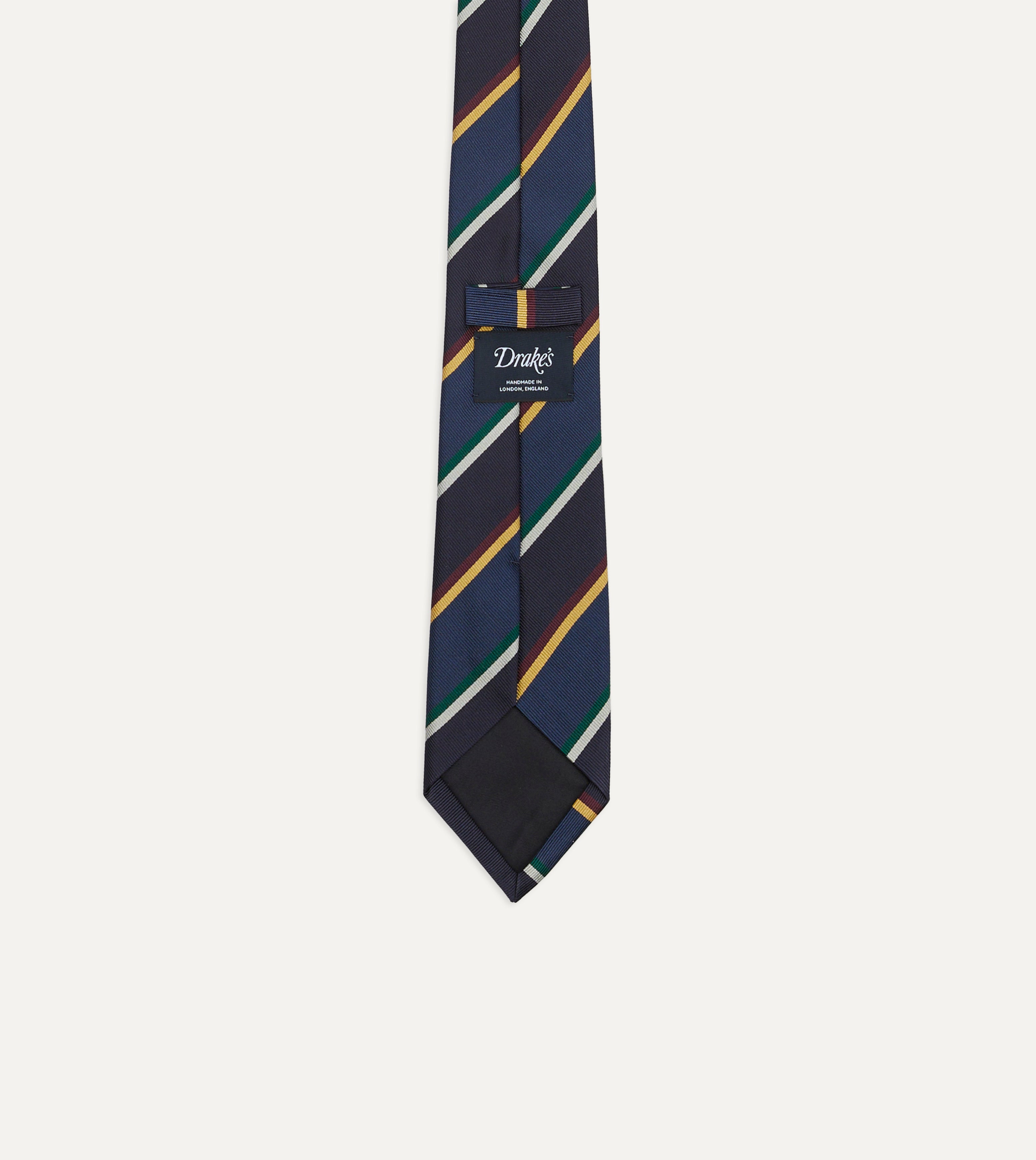Navy Blue Red Multi Stripe Silk Tipped Necktie for Men - Elegant Formal Tie for Business, Weddings & Special Occasions