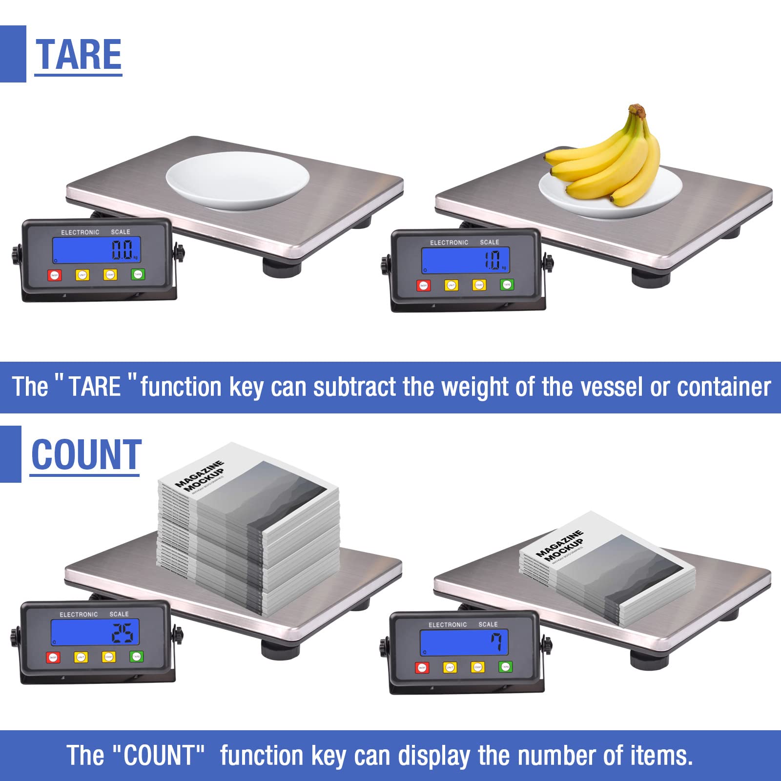 SurmountWay 440lbs Heavy Duty Digital Shipping Scale - 15.3 x 11.8 Inch Large Platform Postal Scale with Tare/Count/LCD Display - Industrial Scale for Weighing Packages, Luggage, Mail & Floor Items - Perfect for Warehouses, Post Offices & Home Shipping