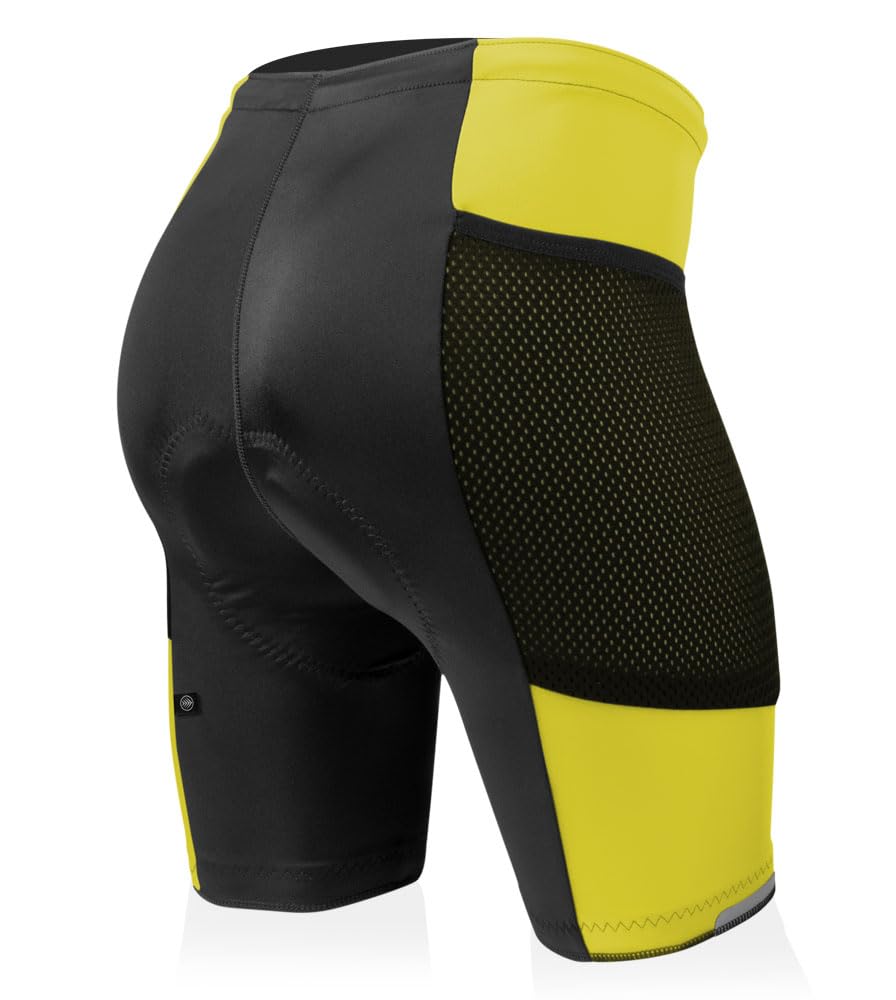 Women's Gel Touring Padded Bike Shorts - Long Distance Cycling Shorts with Mesh Pockets | Comfortable & Breathable for Road Biking, Spinning & Outdoor Sports | Made in USA
