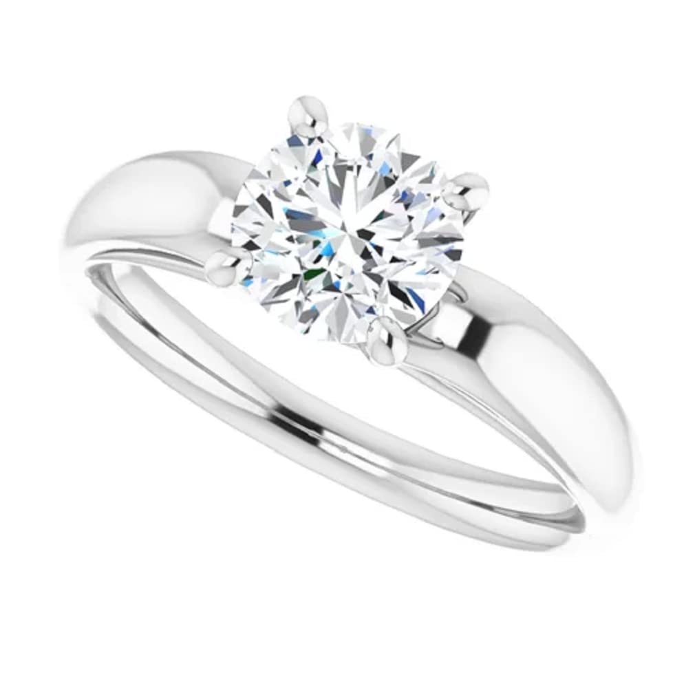 10K Solid White Gold Handmade Engagement Ring - 1 CT Round Cut Moissanite Solitaire Wedding Band for Women | Perfect for Proposals, Anniversaries & Bridal Jewelry Gifts