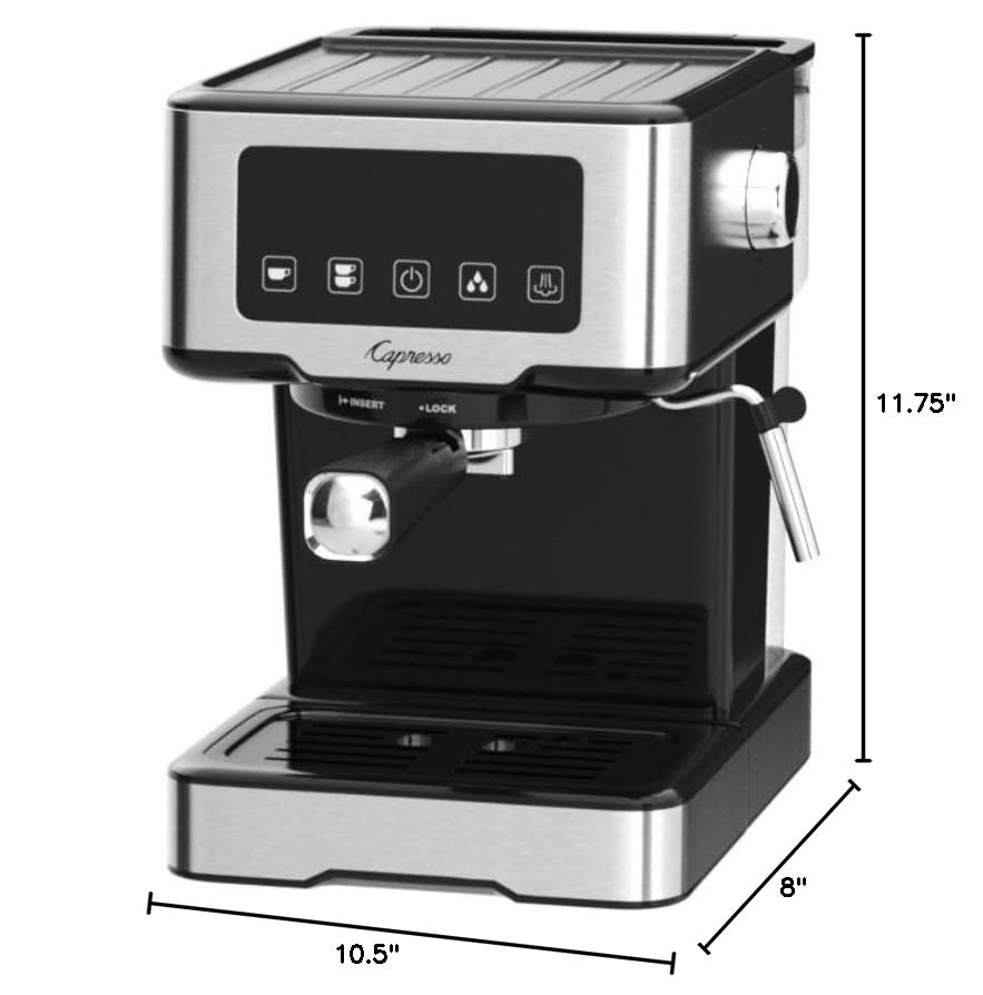 Capresso Café TS Touchscreen Espresso Machine - 50oz Silver Coffee Maker for Home & Office | Perfect for Espresso, Latte & Cappuccino Lovers