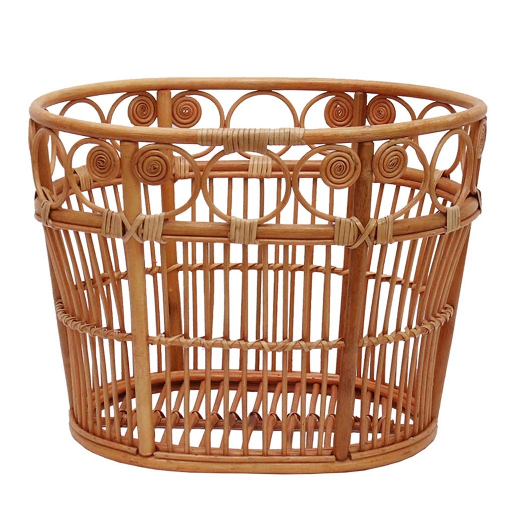 Handmade Rattan Laundry Basket - Wooden Storage Hamper for Bathroom, Toys, and Magazines (44x44x33cm) - Perfect for Organizing Clothes, Toys, and Home Decor