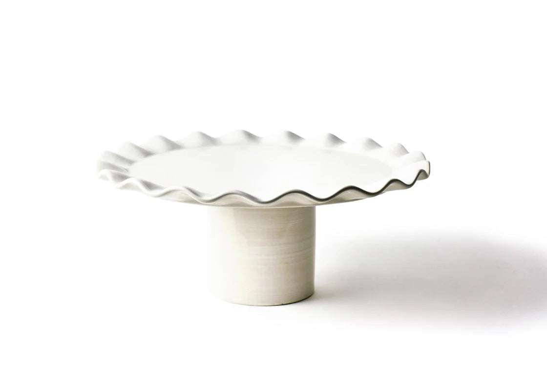 Elegant White Ruffle Cake Stand with Glass Dome - Perfect for Wedding, Birthday & Dessert Displays | Vintage Tiered Serving Platter for Cakes, Cupcakes & Pastries