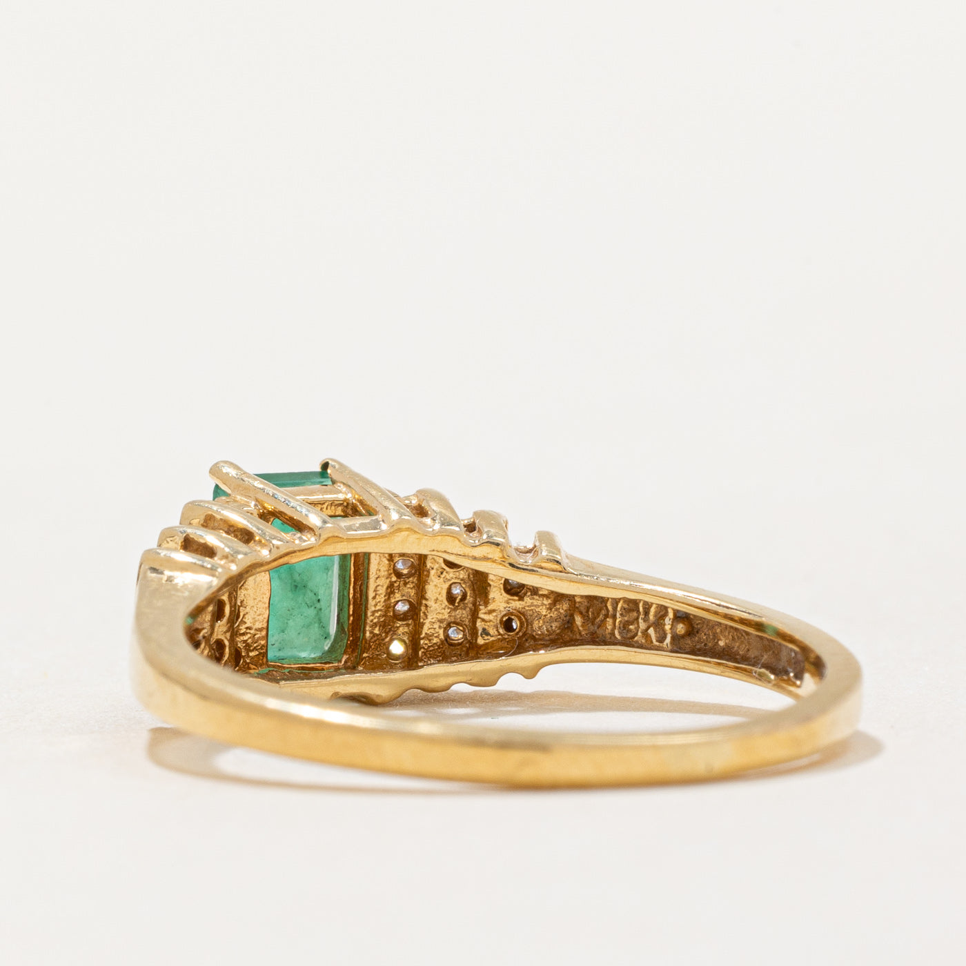 Emerald and Diamond Ring - 0.46ct Emerald with 0.10ctw Diamond Accents - Size 8.75 - Elegant Jewelry for Weddings, Anniversaries & Special Occasions