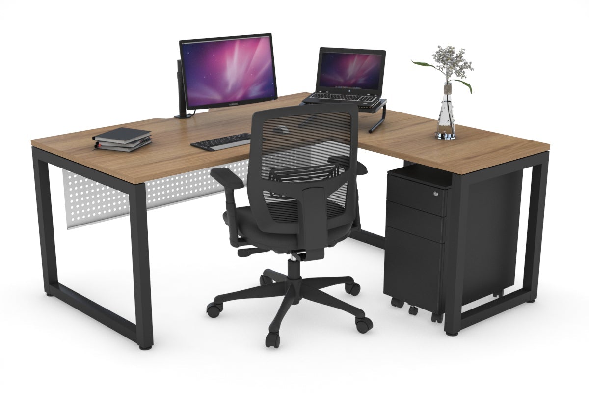 L-Shaped Corner Office Desk with Quadro Loop Legs - 55