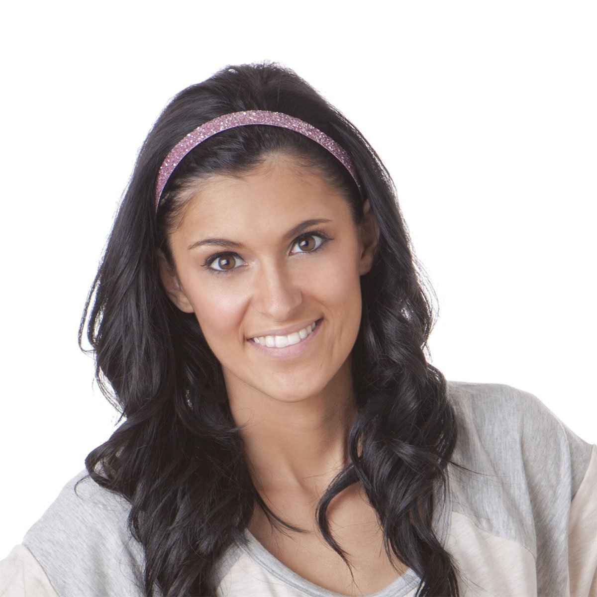 Hipsy Women's Adjustable No-Slip Light Pink Bling Glitter Headband for Sports & Workouts - 3 Pack - Perfect for Running, Yoga, Gym and Team Activities