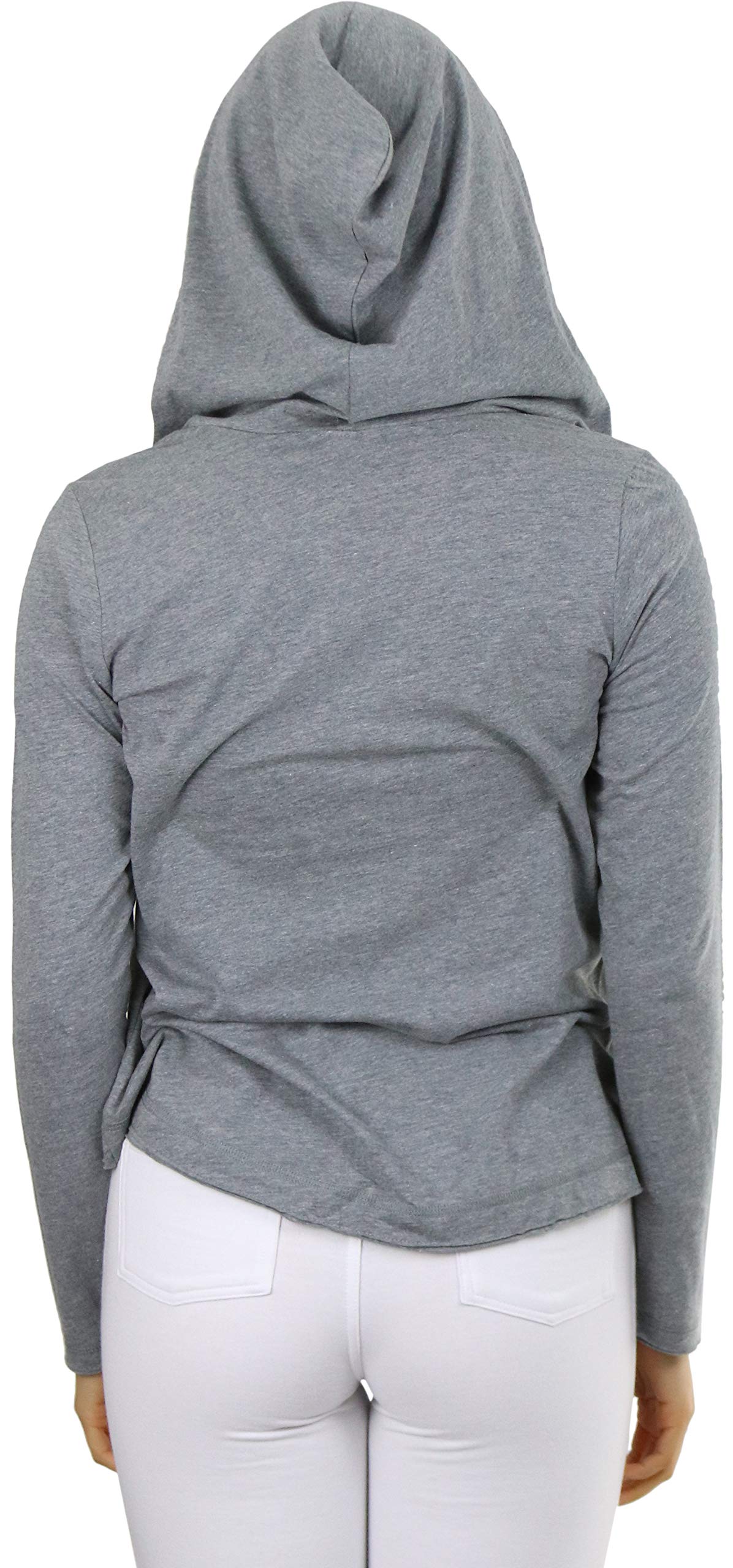 ToBeInStyle Women's Cotton Long Sleeve V-Neck Raw Edge Relaxed Fit Hoodie - Cozy Casual Pullover Sweatshirt for Lounge, Travel & Streetwear Fashion