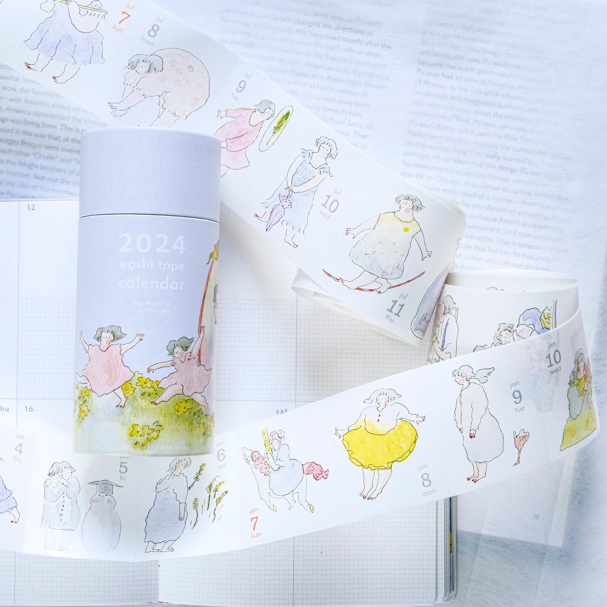 Dodolulu 2024 Washi Tape Set - 365 Days of Decorative Japanese Paper Tapes for Scrapbooking, Journaling, Bullet Planning & DIY Crafts - Perfect for Gift Wrapping, Home Decor & School Projects