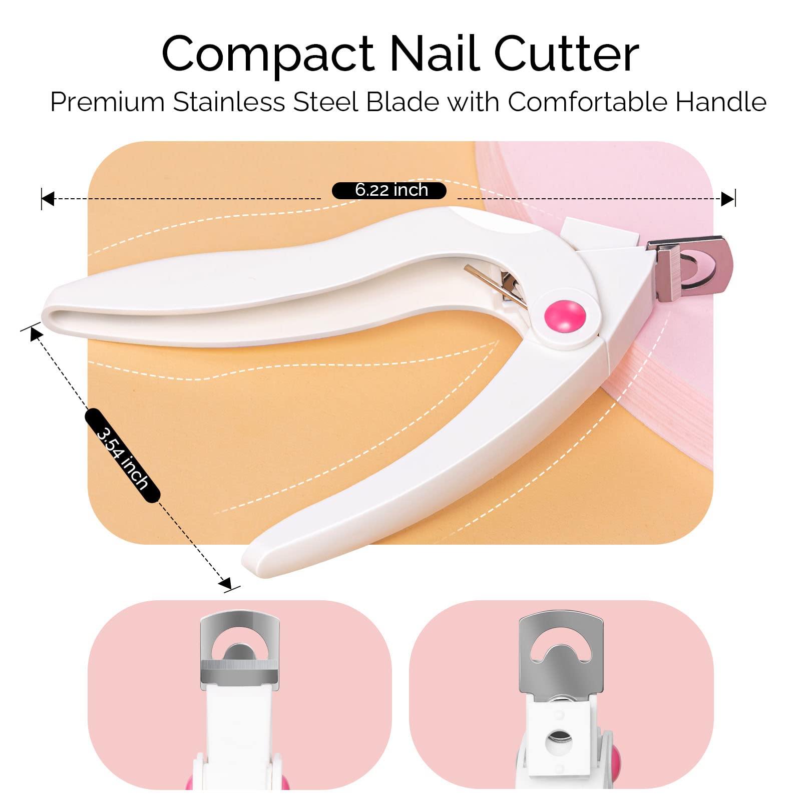 Professional Adjustable Stainless Steel Acrylic Nail Clippers Set with 5 Nail Files - Perfect for False Nail Art, Manicures & DIY Nail Projects at Home or Salon