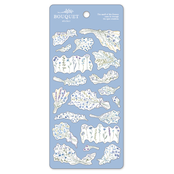 Blue Flower Bouquet Stickers - Waterproof Vinyl Decals for Scrapbooking, Laptops, DIY Crafts - Perfect for Journals, Planners, and Home Decor