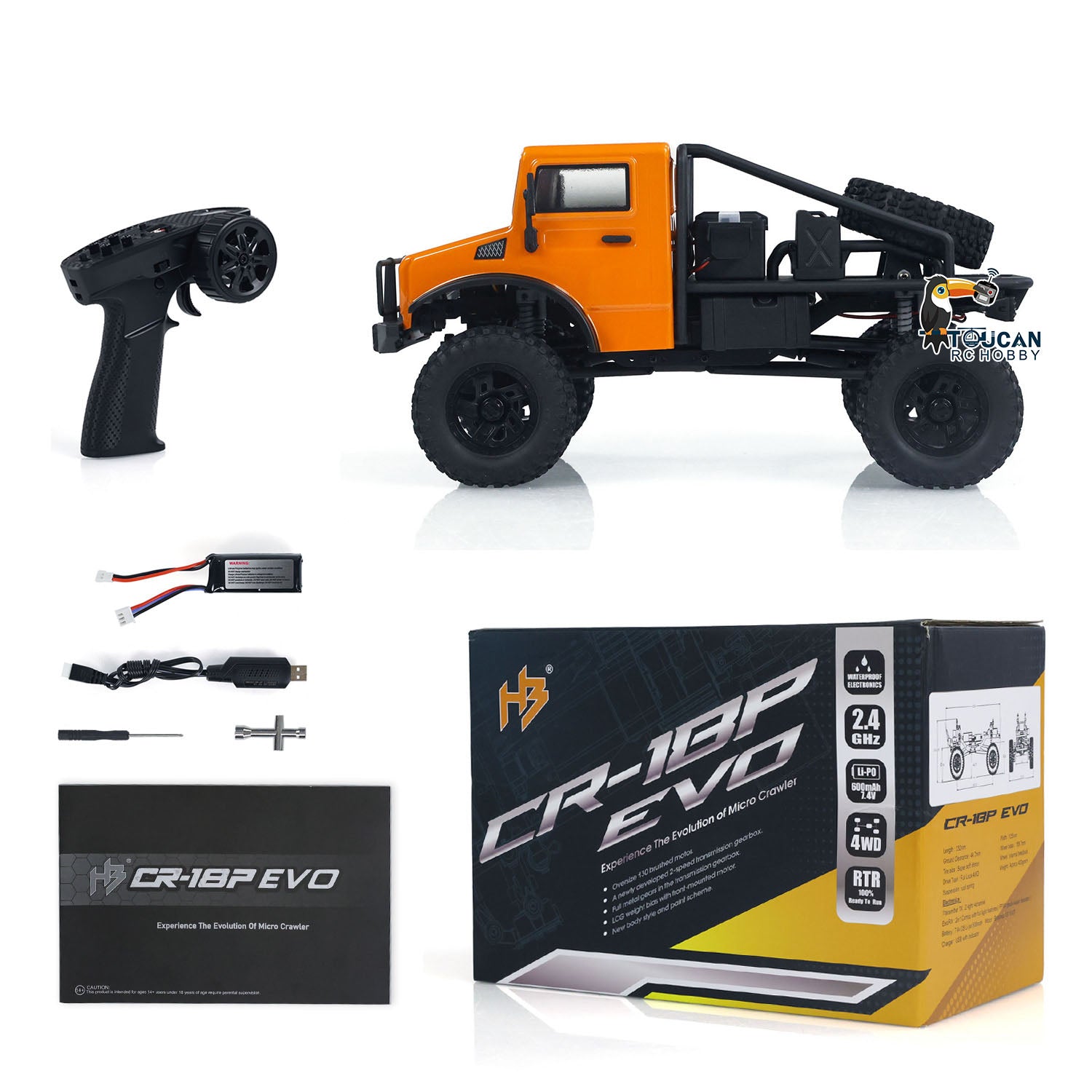 HobbyPlus CR18P 1/18 Scale 4WD RC Rock Crawler - Wireless Remote Control Off-Road Vehicle for Adults & Kids - Perfect for Trail Adventures, Backyard Driving & Indoor Play
