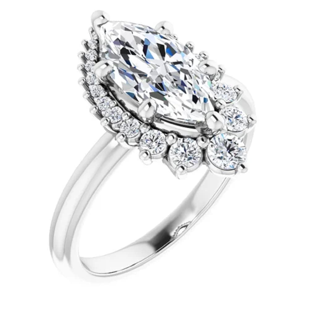 3 CT Marquise Cut Colorless Moissanite Engagement Ring for Women - Sterling Silver/Solid Gold Wedding Band Set - Diamond Alternative Solitaire Prong Ring - Perfect for Proposals, Anniversaries & Bridal Jewelry