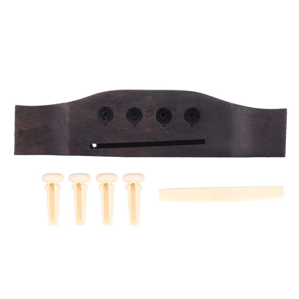 4 Strings Bass Bridge - Rosewood Bridge Saddle & Pins for 4-String Acoustic Bass Guitar | Premium Wooden Guitar Accessories | Perfect for Folk, Bluegrass & Acoustic Performances