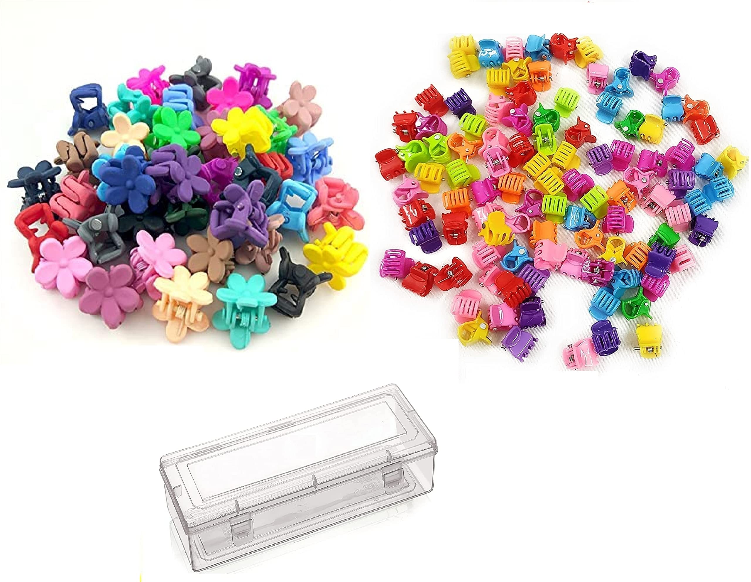 50 Pcs Mini Hair Clips Set - Plastic Hair Claw Clips & Flower Hair Clips for Women, Girls & Kids | Multicolor Hair Accessories for School, Party & Daily Styling