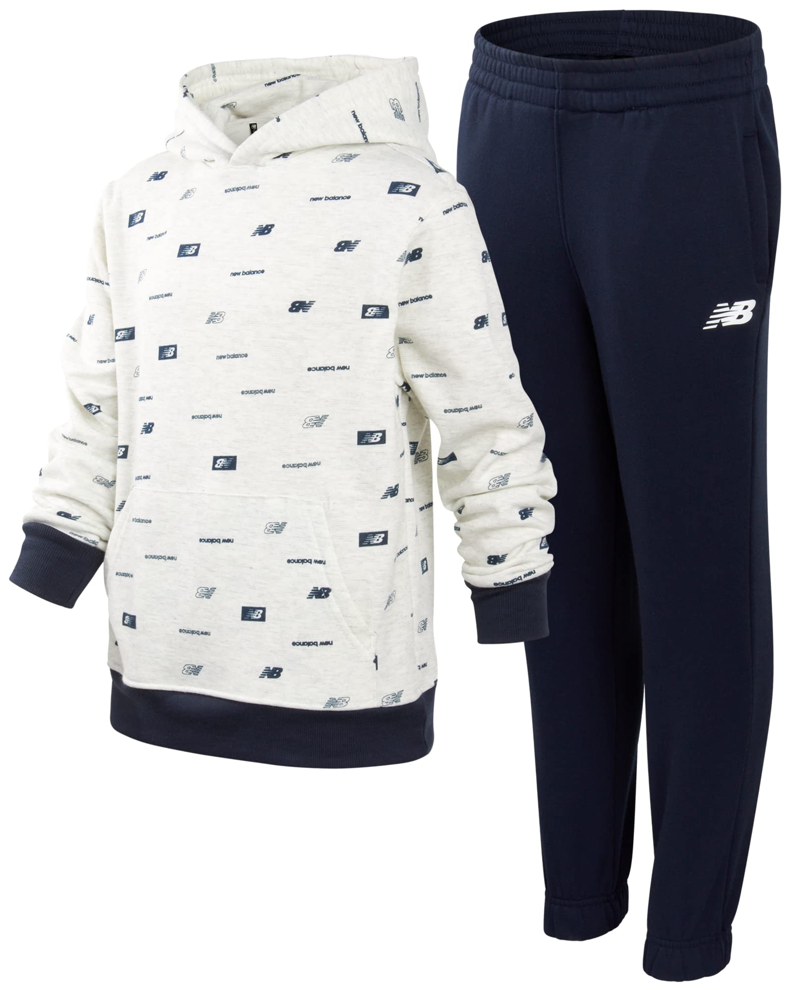 New Balance Boys' 2-Piece Fleece Sweatsuit Set - Warm Pullover Hoodie & Comfortable Sweatpants (Sizes 4-20) for School, Sports & Casual Wear