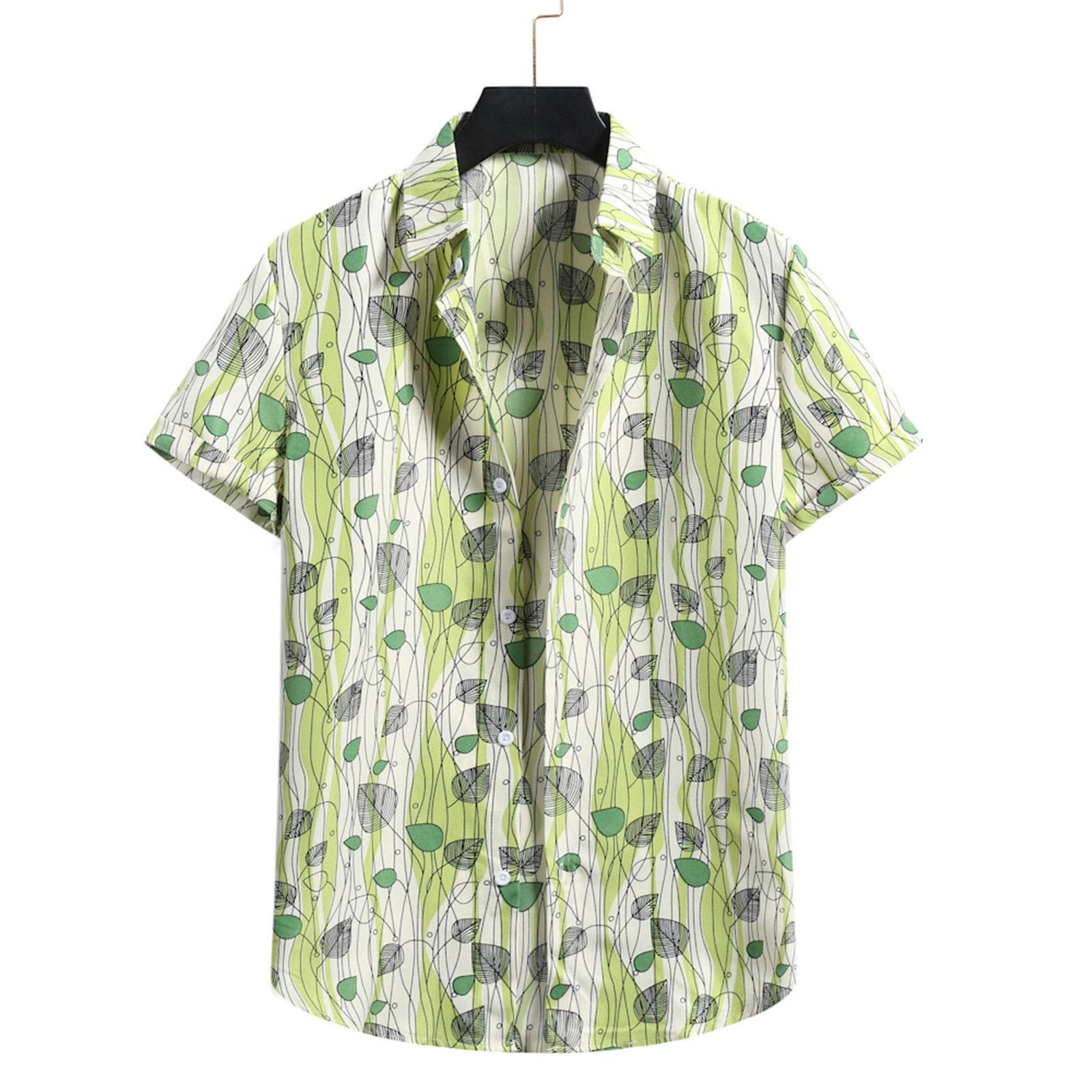 Hawaiian Men's Floral Short Sleeve Cardigan Turtleneck Shirt - Beach Vacation, Summer Party & Casual Wear for Men