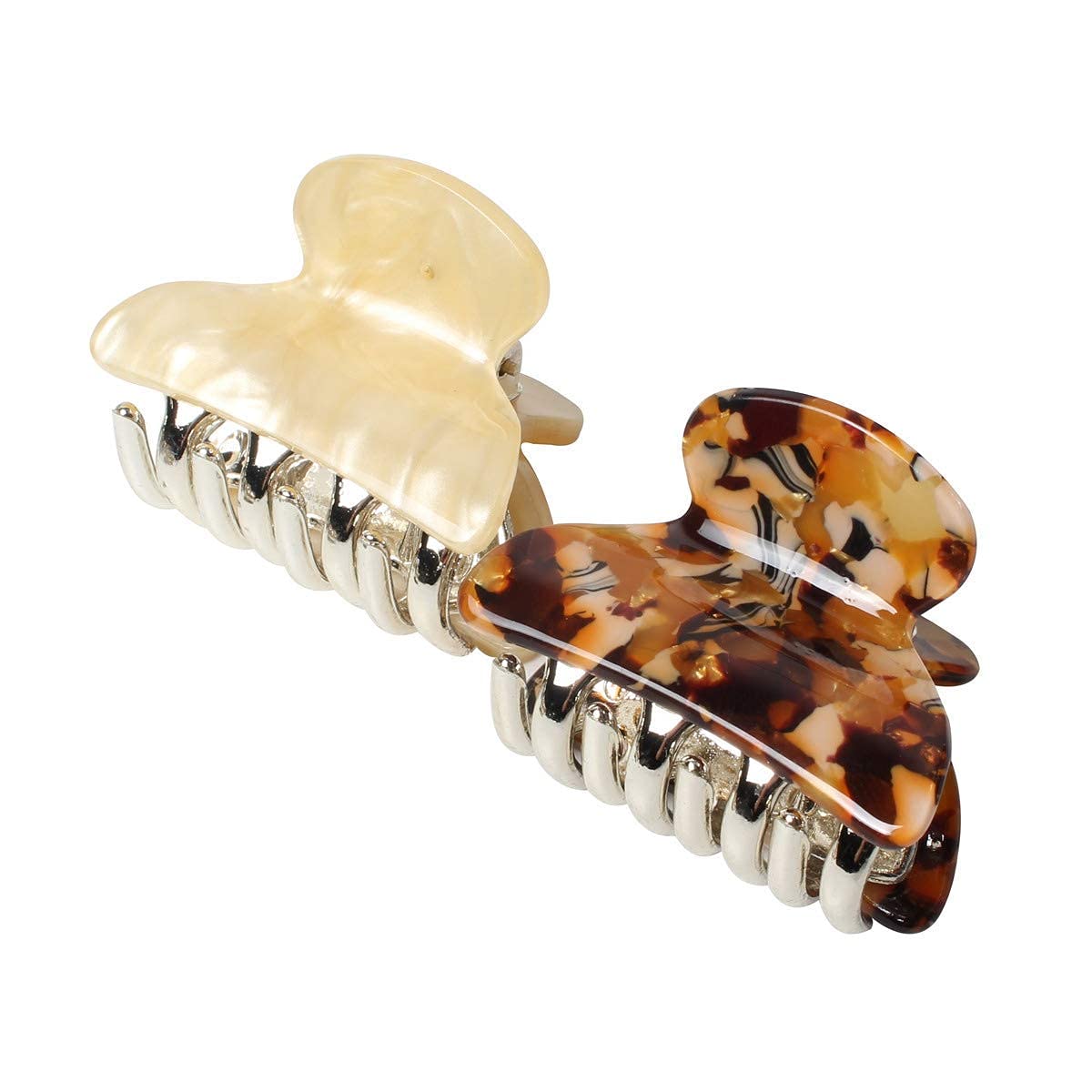 ASG 1.57 Inch Small Acrylic Hair Claw Clips for Women & Girls - Marble Design Non-Slip Grip Plastic Hair Clips - Pack of 2 - Perfect for School, Work, Travel & Everyday Hairstyles