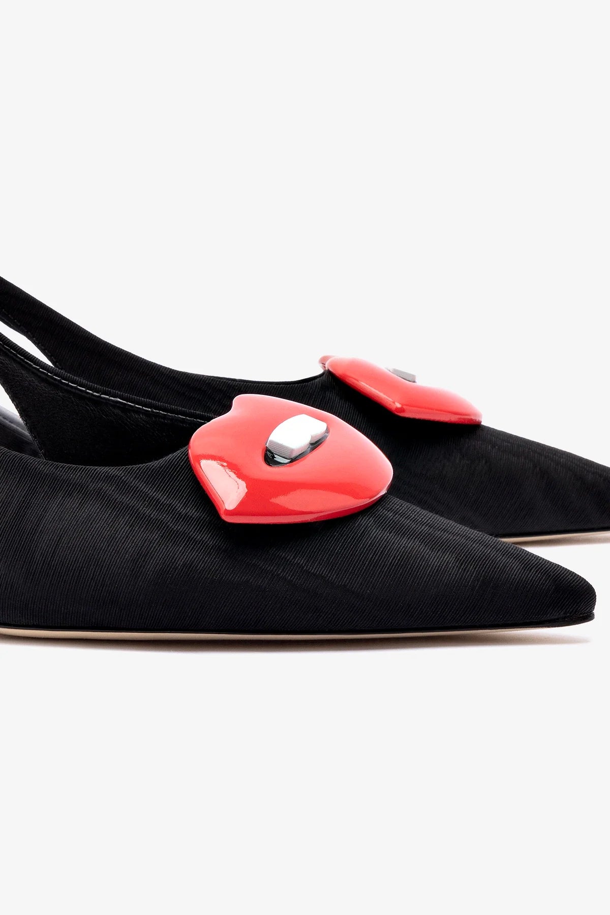 Larroudé x Libertine Lips Pump Lo Women's Black Fabric Shoes - Stylish & Comfortable Heels for Parties, Dates & Office Wear