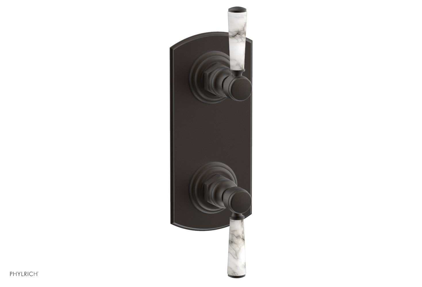 HEX TRADITIONAL Thermostatic Shower Valve with Volume Control & Diverter - White Marble Handles (Model 4 155) | Perfect for Bathroom Renovation & Luxury Spa Experience