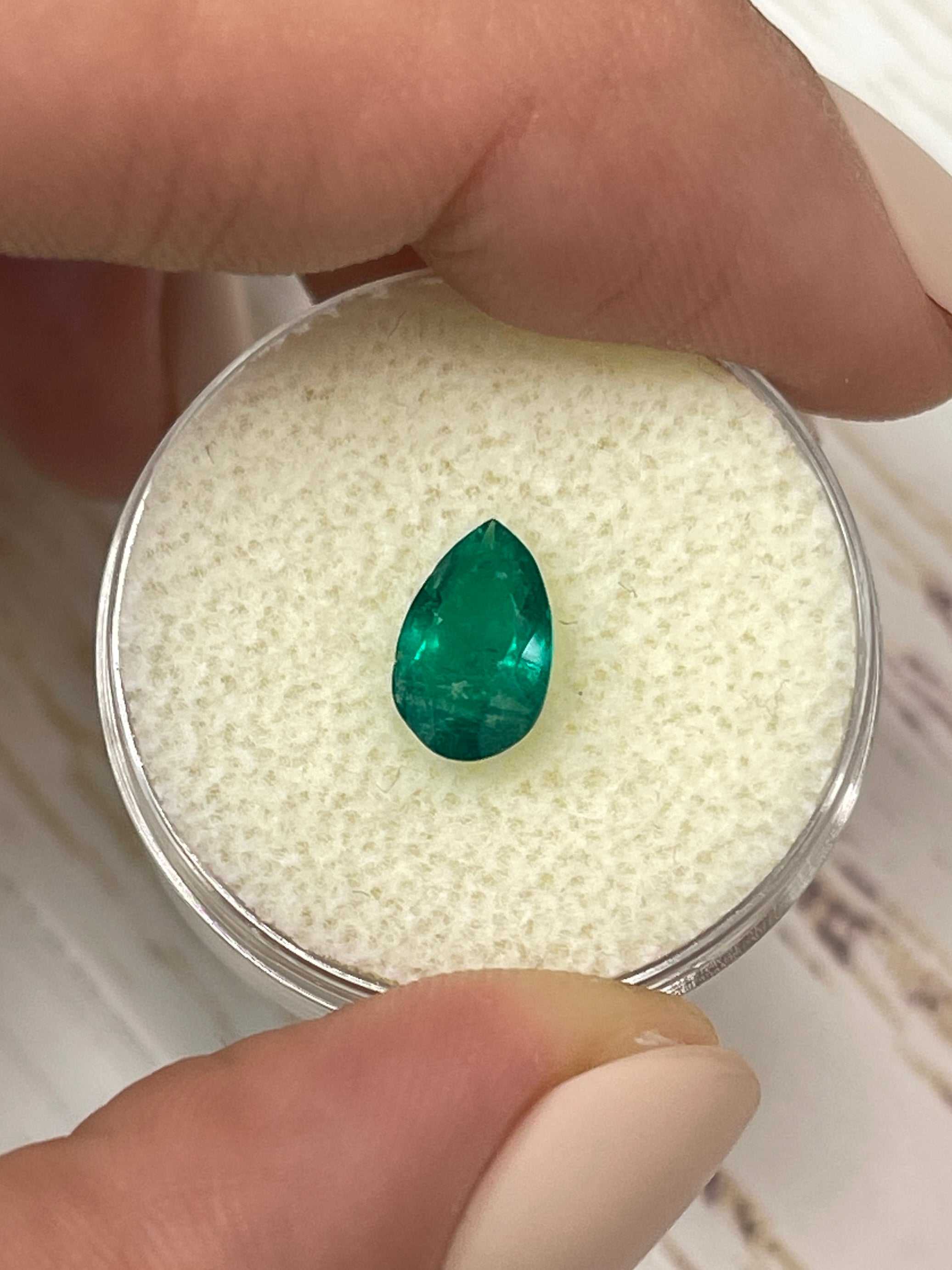 0.96 Carat Dark Green Natural Loose Colombian Emerald Pear Cut Gemstone for Jewelry Making, Engagement Rings & Fine Collections