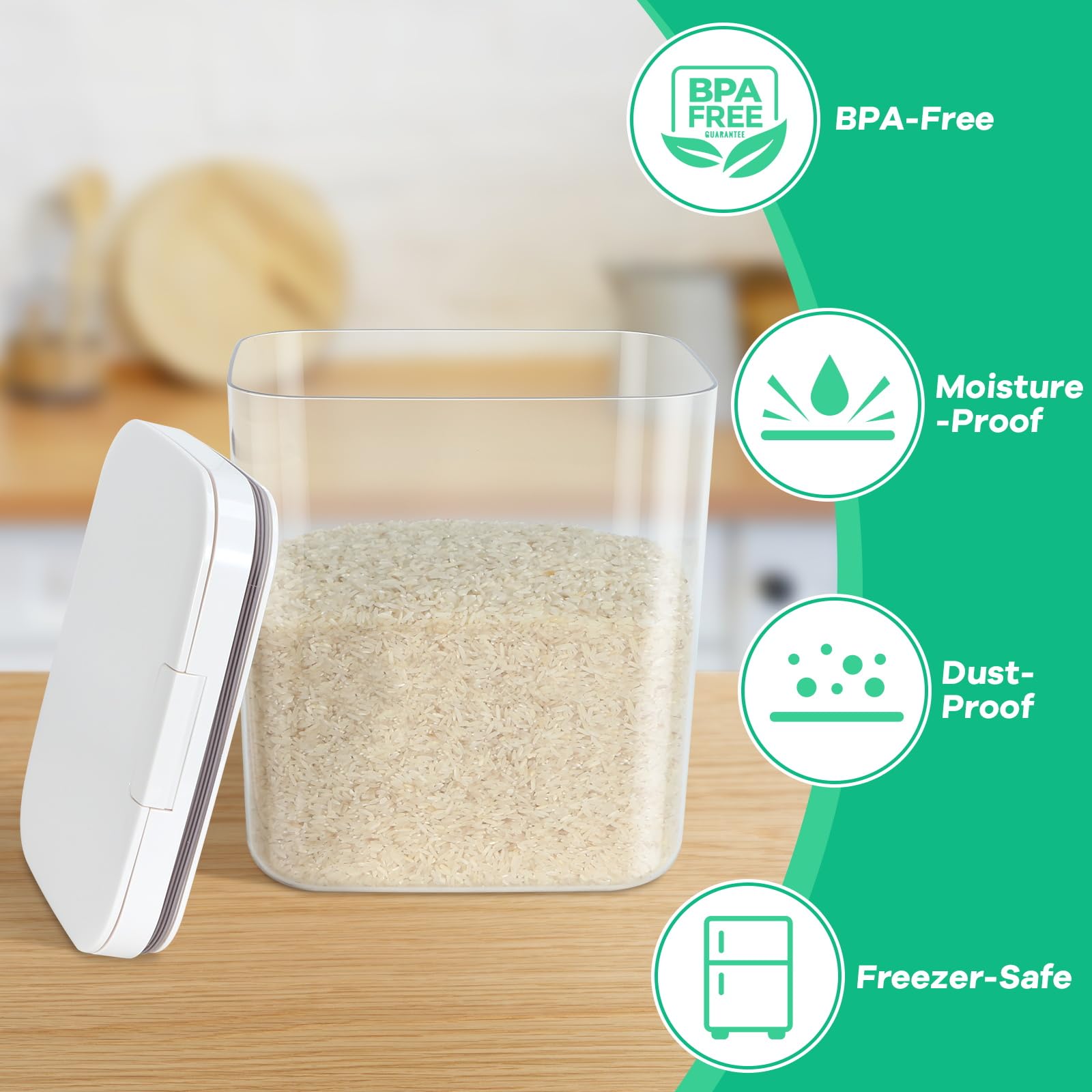 2-Pack Flour Sugar Storage Containers (2.9 Qt + 4.75 Qt) with Pop-to-Flip Lids - Airtight Food Storage for Rice, Dog Food, Treats & Kitchen Organization | Perfect for Pantry, Baking & Pet Food Storage