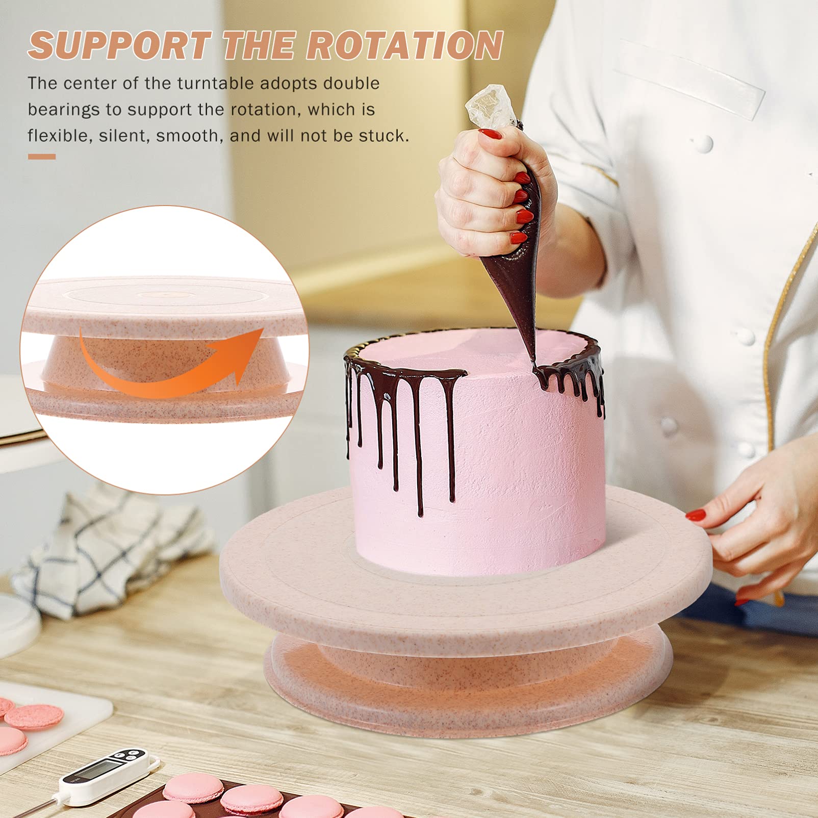 **Hemoton 12-Inch Plastic Cake Decorating Turntable Stand - Revolving Cake Plate for Smooth Icing, Fudge & Fondant - Essential Baking & Cake Decorating Kit for Home Bakers & Professionals (Perfect for Birthday, Wedding & Party Cakes)**