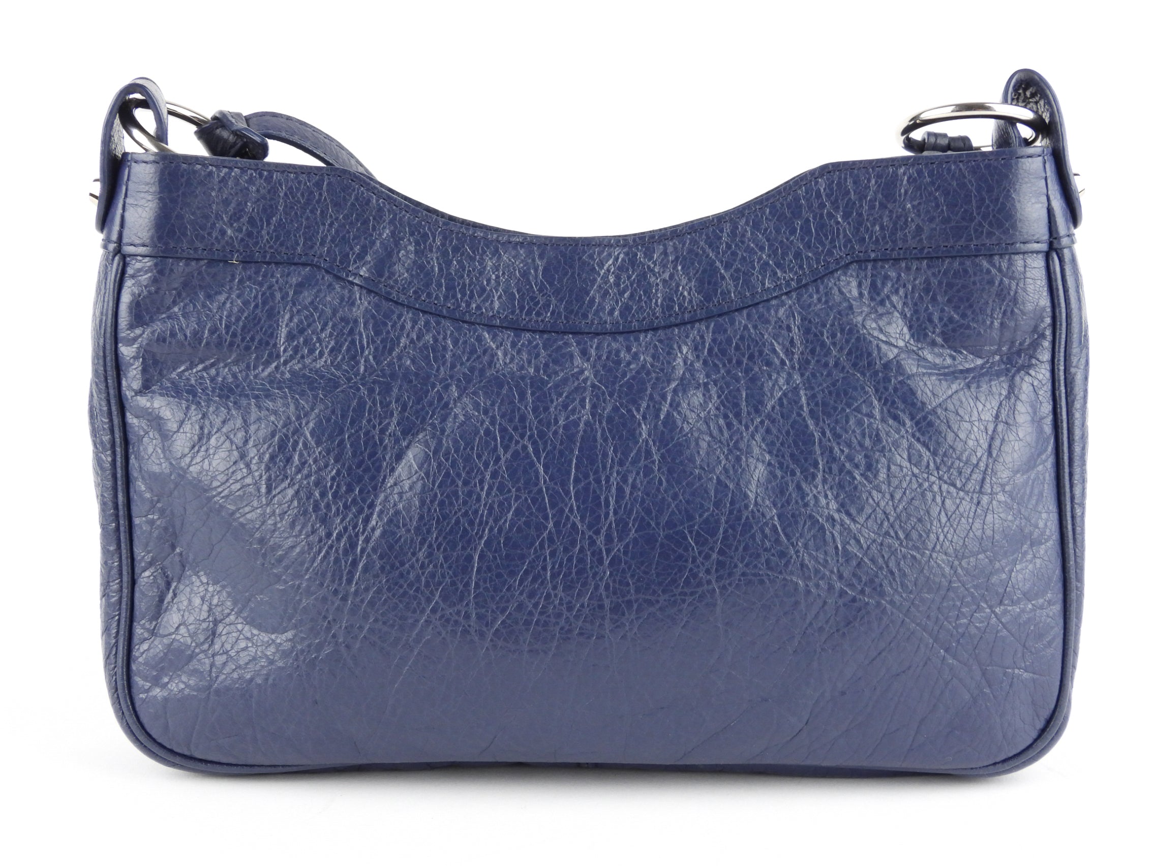 Balenciaga Navy Blue Leather Moto Classic Crossbody Hip Bag for Women - Stylish Shoulder Bag for Everyday Use, Travel & Night Out