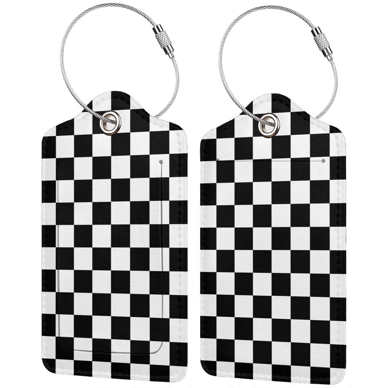 2 Pack PU Leather Luggage Tags with Privacy Cover - Durable Travel ID Name Tags for Suitcases, Backpacks & Bags (Women, Men, Kids) - Perfect for Airports, Cruises & Business Trips